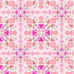 Stained Glass Quilt Pinks _ Green