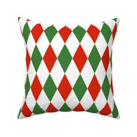 Red Green Christmas Harlequin Diamond Check 2 inch