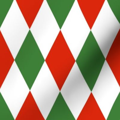 Red Green Christmas Harlequin Diamond Check 2 inch