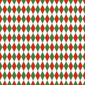 Red Green Christmas Harlequin Diamond Check 1 inch