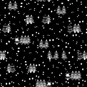 (small scale) It’s snowing at night - winter woodland