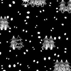 (large scale) It’s snowing at night - winter woodland