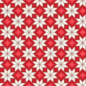 Traditional Red and White Nordic Christmas Pattern Tile