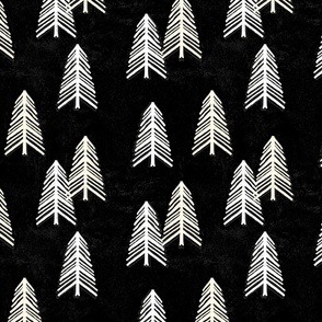 Modern PineTrees White on Black - Large