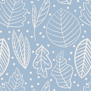 white leaves on a baby blue background - medium scale