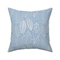 white leaves on a baby blue background - small scale