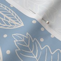 white leaves on a baby blue background - small scale
