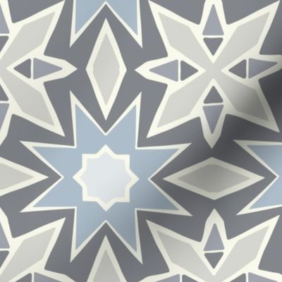 Nordic Christmas Winter Stars Grey and White