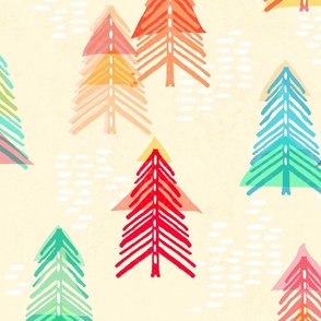 Modern Pine Trees in Prism Colors - XL