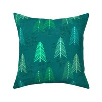 Modern Pine Trees in Green - Large