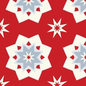 Scandinavian Christmas Stars Red and White Jumbo Scale