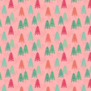 Modern Pine Trees in Christmas Candy Colors