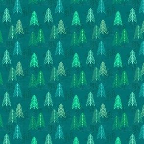 Modern Pine Trees in Green