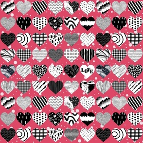 Sassy hearts- dark pink background, small scale