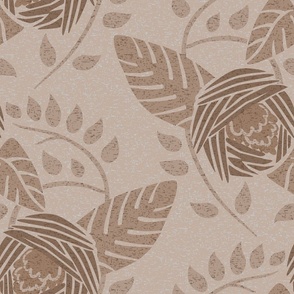 Art Deco Camellias Neutral Beige Large