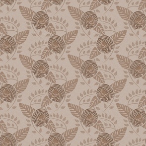 Art Deco Camellias Neutral Beige Small