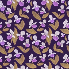 Showy Lady Slippers Seamless Pattern - Retro & Port Gore