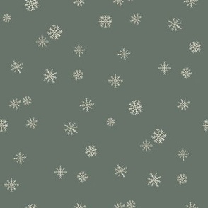 sage green snowflake fabric - neutral christmas fabric