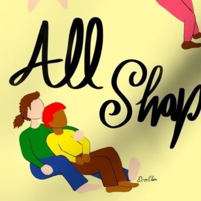 Love Comes in All Shapes & Sizes: LGBTQIA+ - Love is Love - LGBTQ - Light Sunshine Yellow