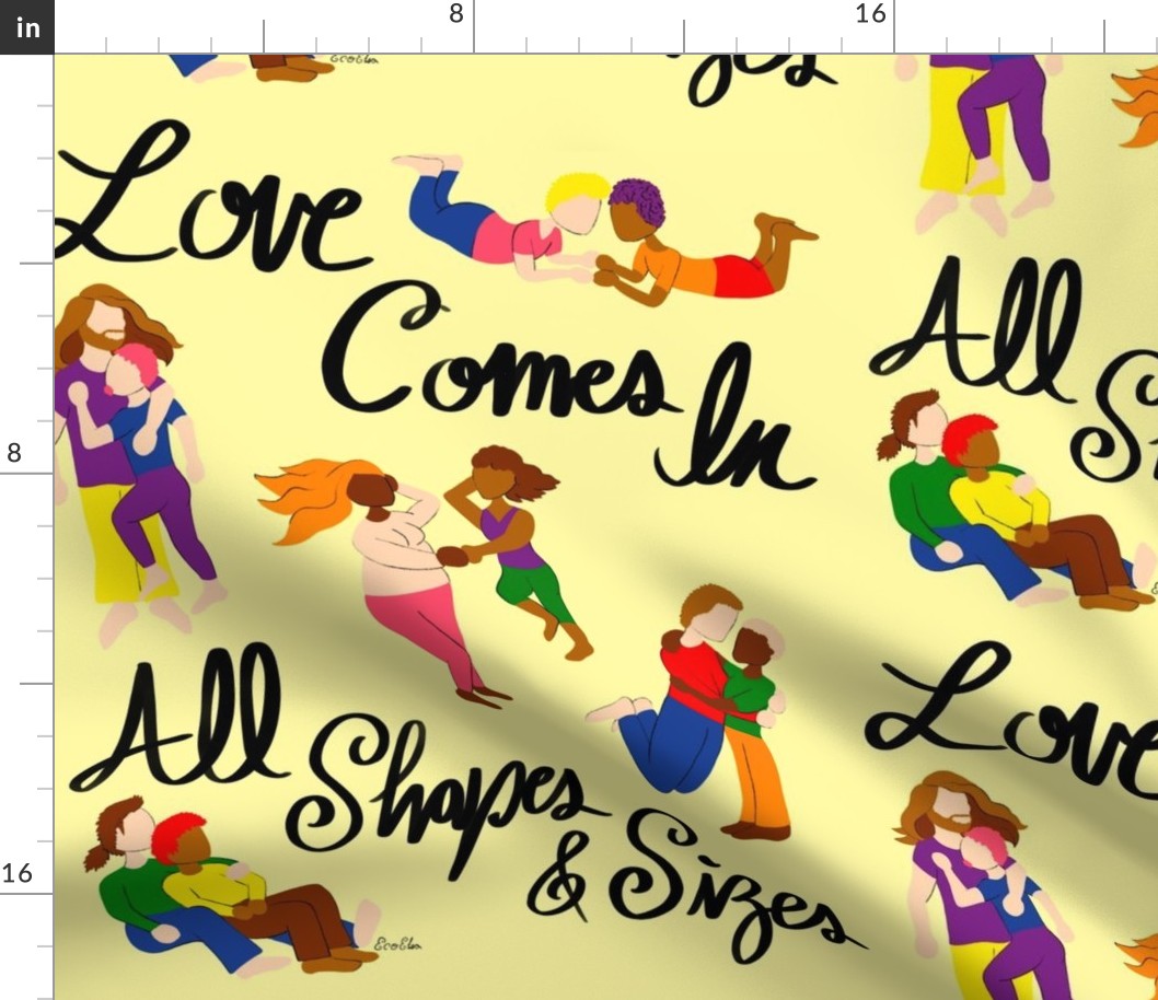 Love Comes in All Shapes & Sizes: LGBTQIA+ - Love is Love - LGBTQ - Light Sunshine Yellow