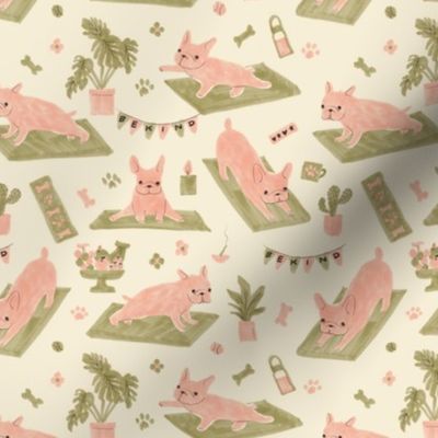 Frenchie Yogi's Den - Pink and Olive (Small)