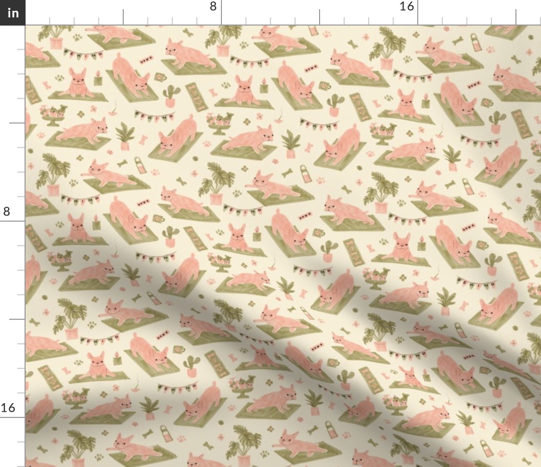Frenchie Yogi's Den - Pink and Olive (Small)