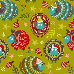 Cute holiday sheep in christmas outfits 18 inch (16 inch wallpaper) retrochristmas2022
