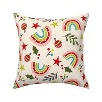 Cute christmas holiday tossed rainbow ivory 12 inch retrochristmas2022