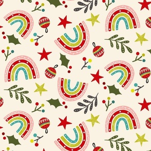 Cute christmas holiday tossed rainbow ivory 12 inch retrochristmas2022