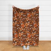 Orange Brown - Retro Floral