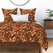 Orange Brown - Retro Floral