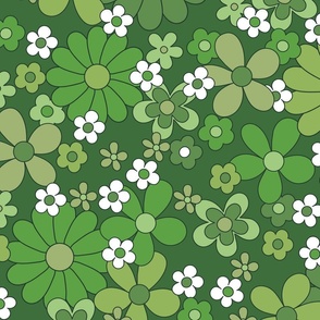 Green - Retro  Floral