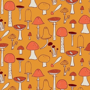 Busy Mushrooms - Mustard  Yellow _big