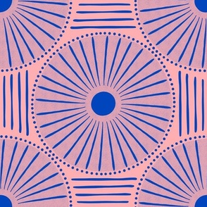 Round Tile - Blue on Pink