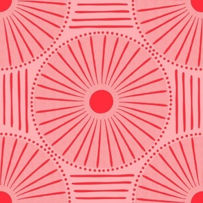 Round Tile - Red on Pink