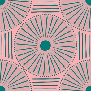 Round Tile - Teal on Pink