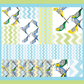 Parakeets Looking at You - Zigzag Cheater Quilt