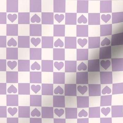 Valentines Lilac Hearts Checkerboard - CP497