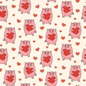 (small scale) Pig Valentine - Cute piggies - cream - LAD22