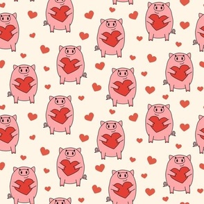 Pig Valentine - Cute piggies - cream - LAD22