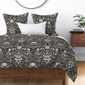 Snake Floral Damask - cream on charcoal - large