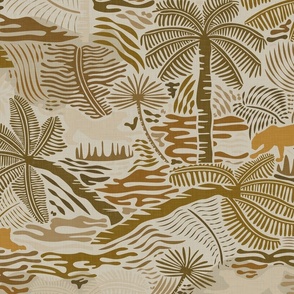 Abstract Jungle - Khaki and Camel Shades / Large
