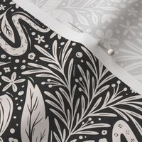 Snake Floral Damask - cream on charcoal - medium