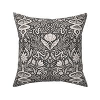 Snake Floral Damask - cream on charcoal - medium