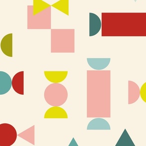 Modern Abstract Geometric Christmas Bauhaus inspired, jumbo scale for wallpaper, bedding