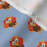 Thanksgiving day turkey on Blue- Cute Turkey - Turkey Light Blue