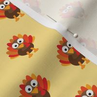 Thanksgiving day turkey on Yellow- Cute Turkey - Turkey Light Yellow