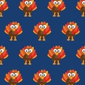 Thanksgiving day turkey on Navy Blue - Cute Turkey - Turkey Navy Dark Blue