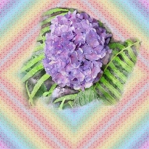 11x9-inch Repeat of Rainbow Diamonds with Purple Hydrangea Watercolor
