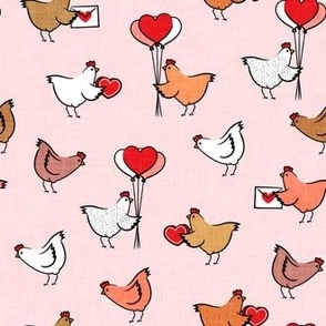 Cute Valentine's Day Chickens - farm valentine - pale pink - LAD22